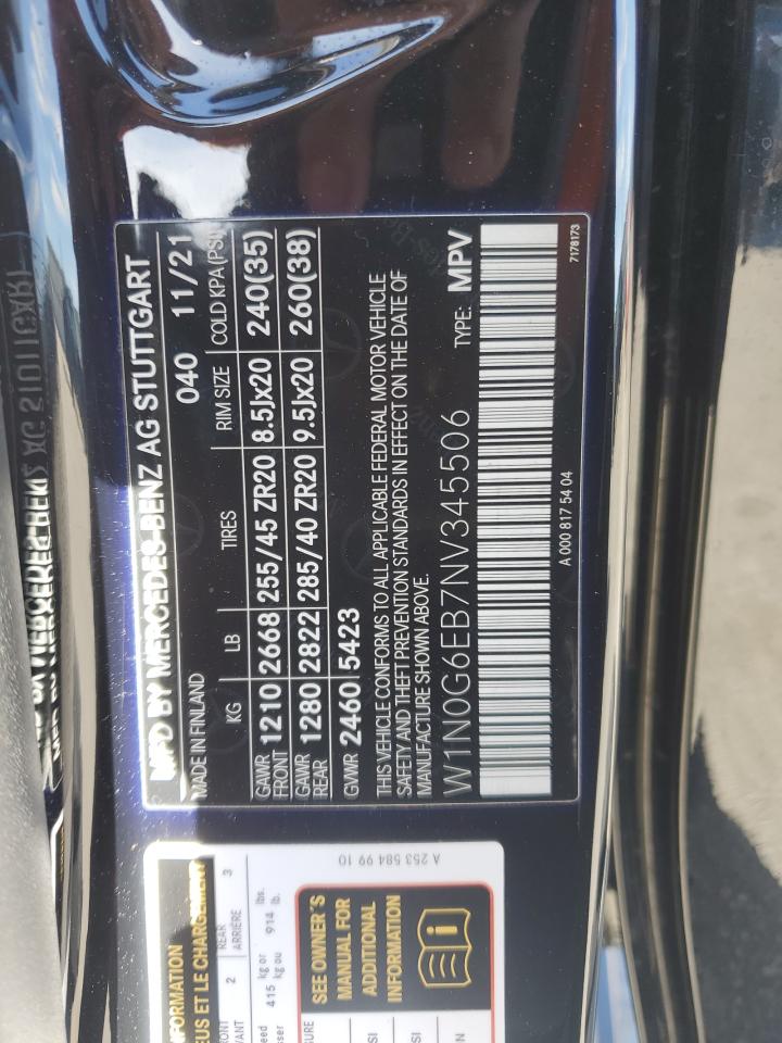 2022 MERCEDES-BENZ GLC 43 4MATIC AMG VIN:W1N0G6EB7NV345506