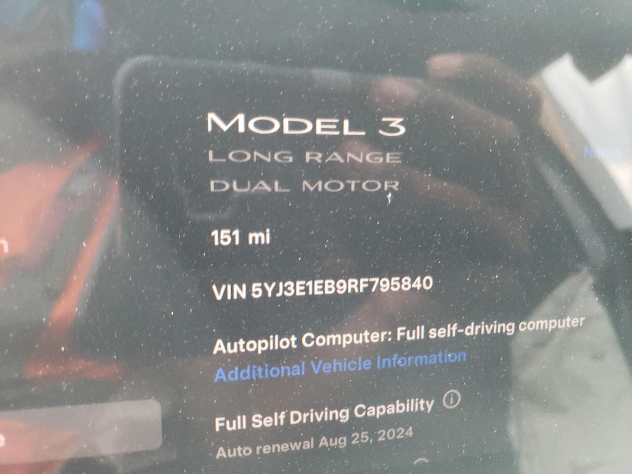 2024 TESLA MODEL 3  VIN:5YJ3E1EB9RF795840