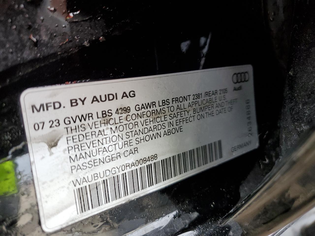 2024 AUDI A3 PREMIUM PLUS VIN:WAUBUDGY0RA008488