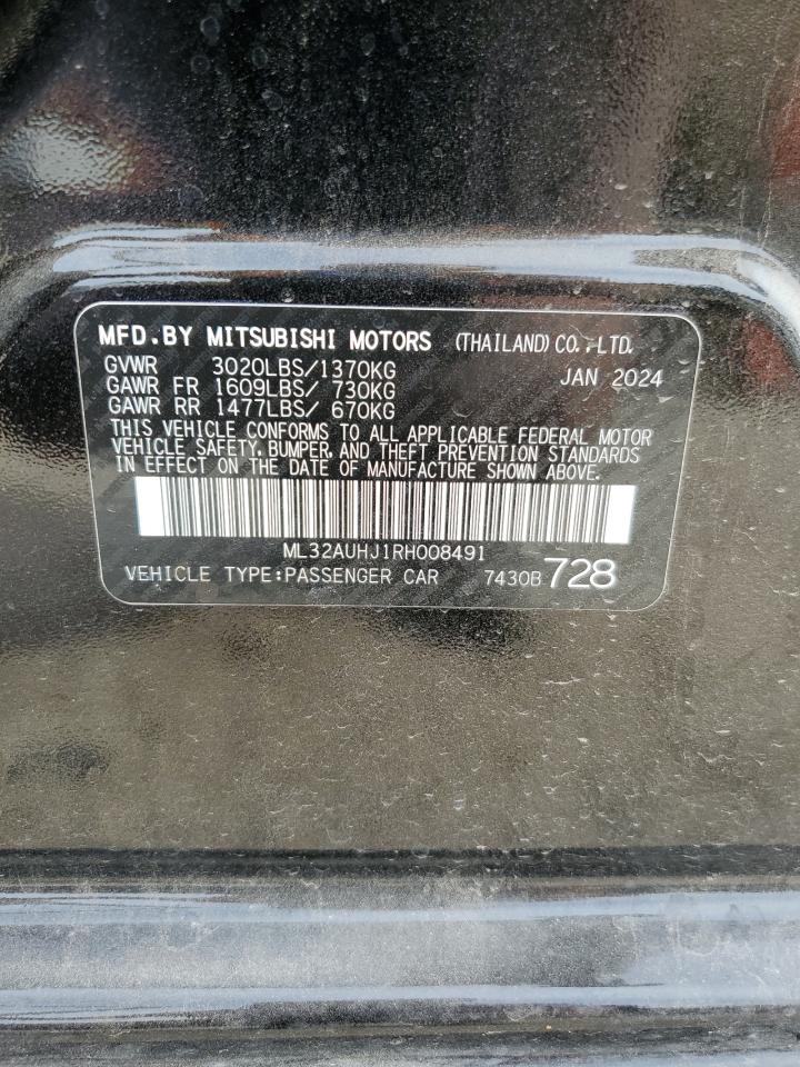 2024 MITSUBISHI MIRAGE ES VIN:ML32AUHJ1RH008491