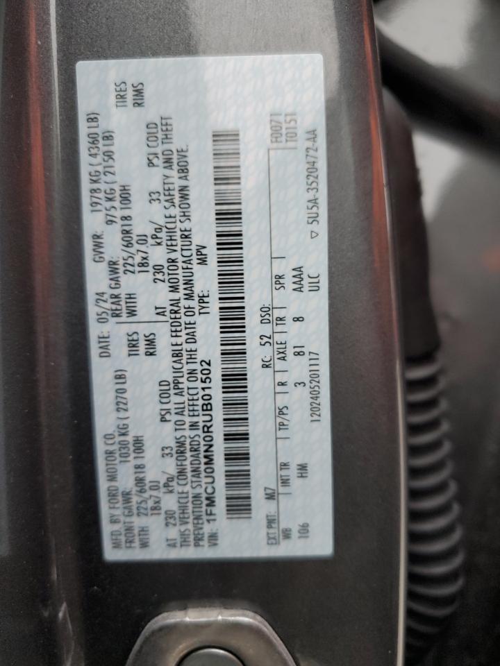 2024 FORD ESCAPE ST LINE VIN:1FMCU0MN0RUB01502