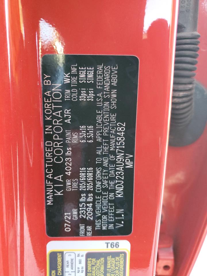 2022 KIA SOUL LX VIN:KNDJ23AU9N7158482