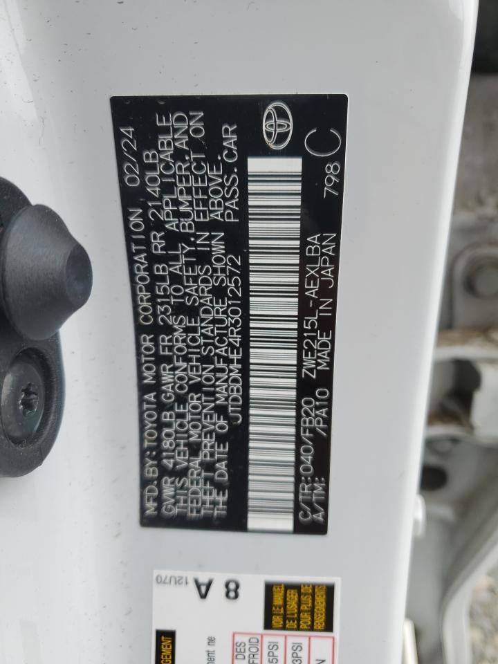 2024 TOYOTA COROLLA LE VIN:JTDBDMHE4R3012572