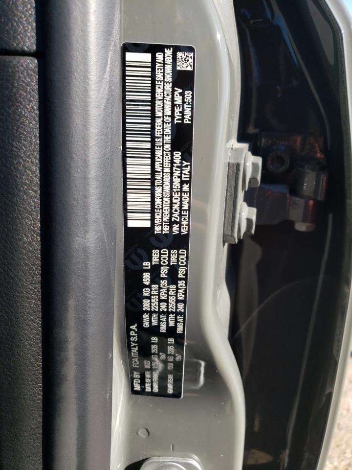 2022 JEEP RENEGADE ALTITUDE VIN:ZACNJDE15NPN71400
