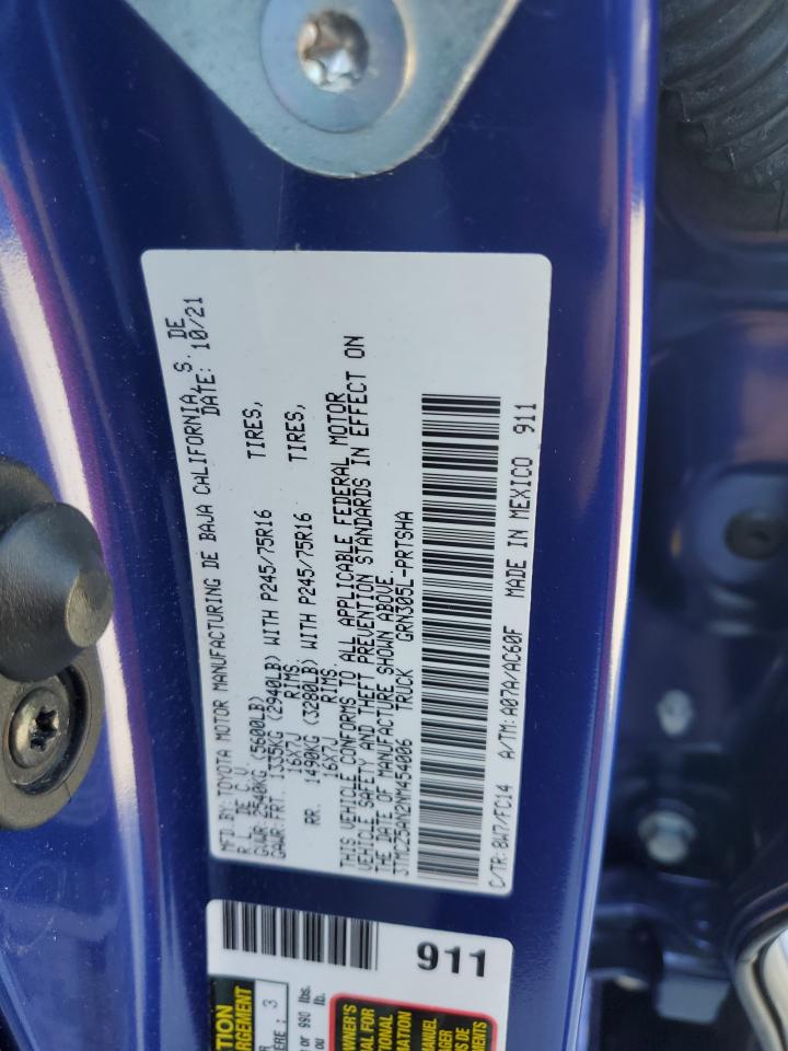 2022 TOYOTA TACOMA DOUBLE CAB VIN:3TMCZ5AN2NM454006