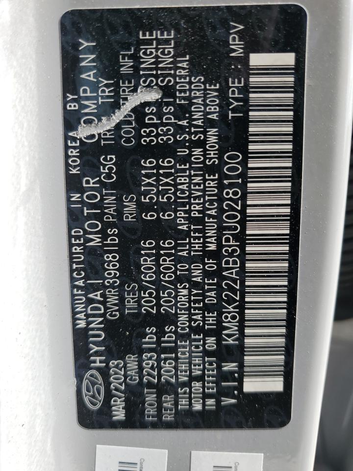 2023 HYUNDAI KONA SE VIN:KM8K22AB3PU028100