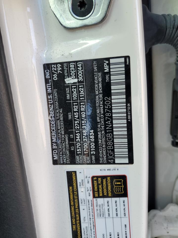 2022 MERCEDES-BENZ GLE 580 4MATIC VIN:4JGFB8GB1NA787502