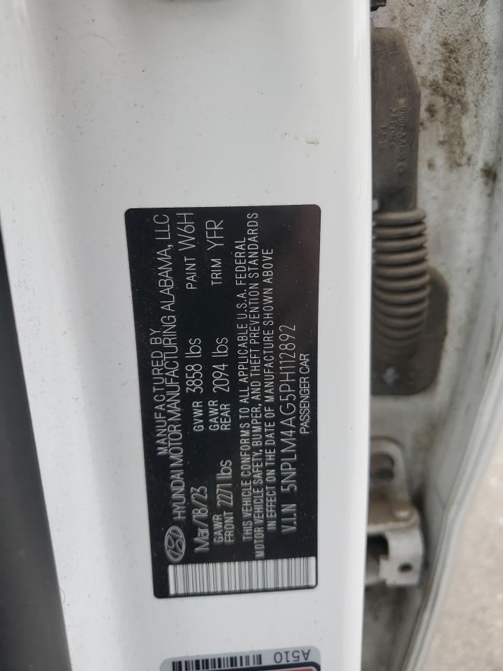 2023 HYUNDAI ELANTRA SEL VIN:5NPLM4AG5PH112892