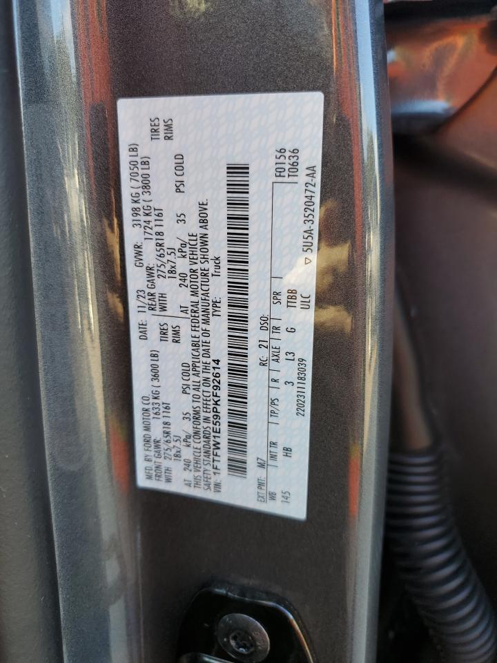 2023 FORD F150 SUPERCREW VIN:1FTFW1E59PKF92614