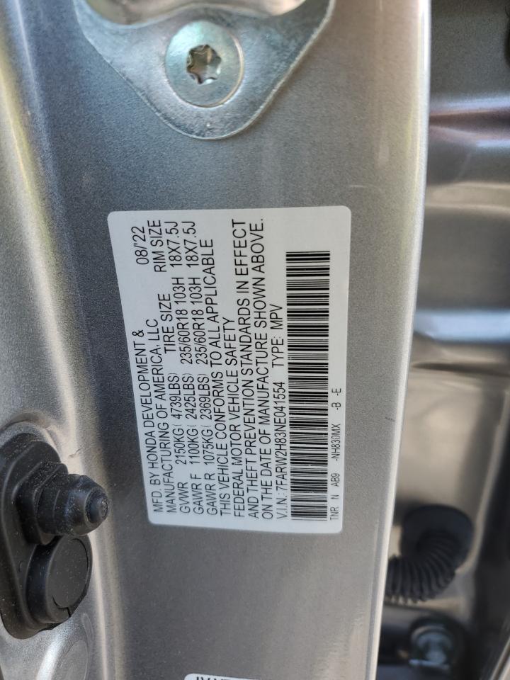 2022 HONDA CR-V EXL VIN:7FARW2H83NE041554