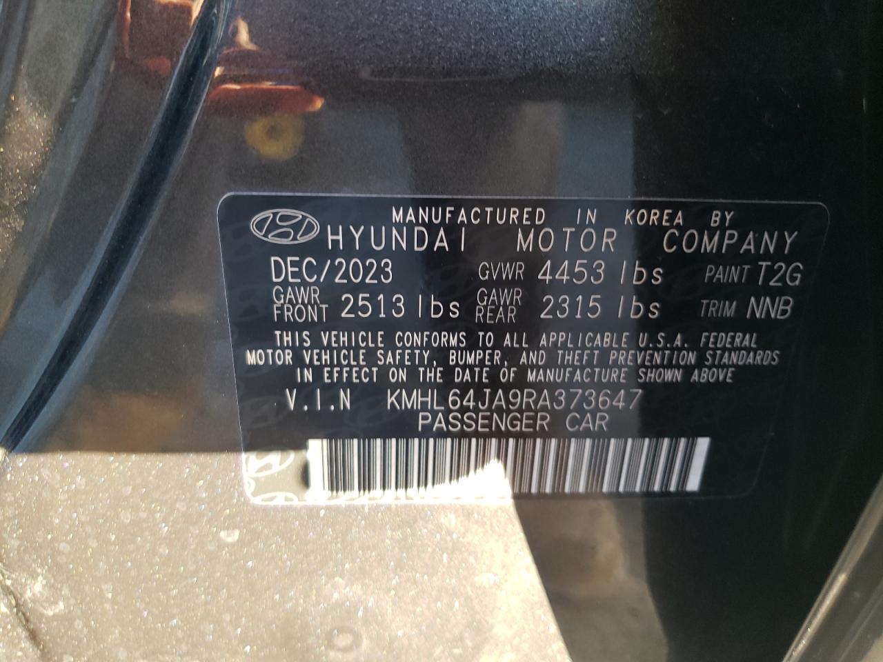2024 HYUNDAI SONATA SEL VIN:KMHL64JA9RA373647