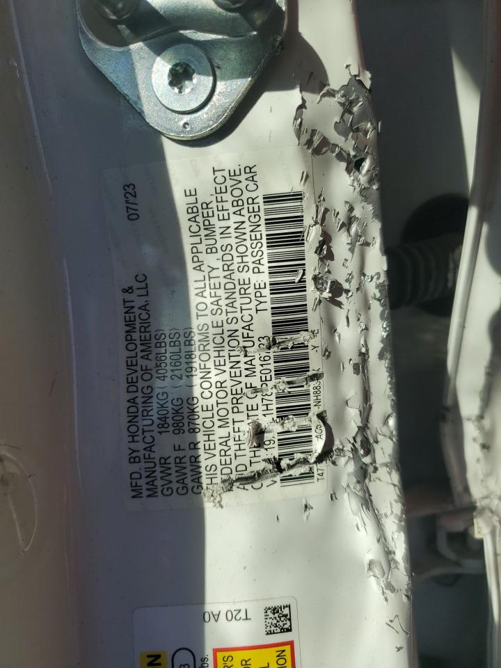 2023 HONDA CIVIC EXL VIN:19XFL1H78PE016733