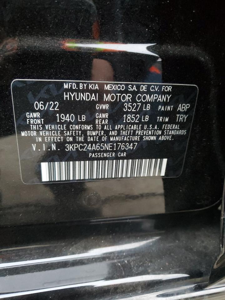 2022 HYUNDAI ACCENT SE VIN:3KPC24A65NE176347