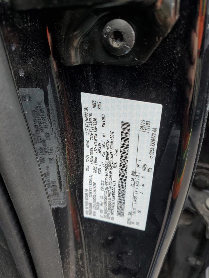 2022 FORD F250 SUPER DUTY VIN:1FT8W2BT3NED00131