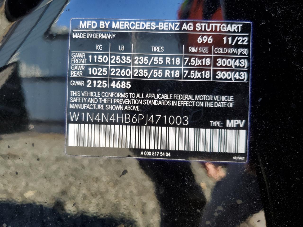 2023 MERCEDES-BENZ GLA 250 4MATIC VIN:W1N4N4HB6PJ471003