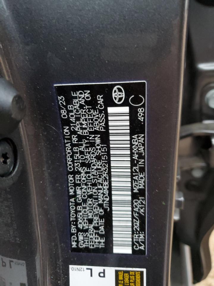 2024 TOYOTA COROLLA SE VIN:JTND4MBE2R3215151