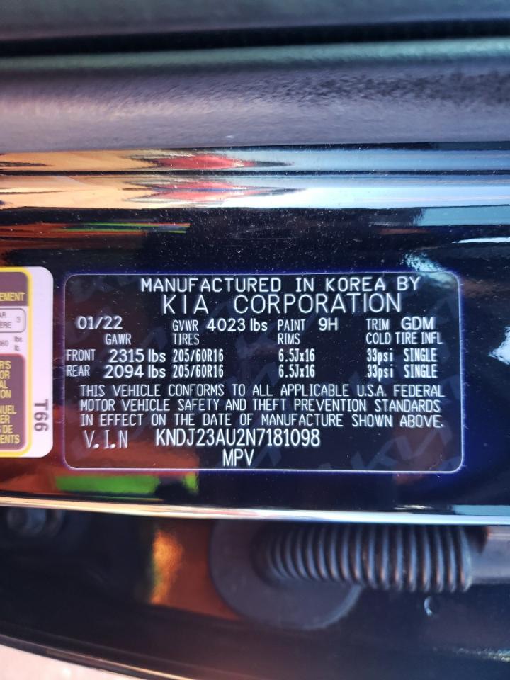 2022 KIA SOUL LX VIN:KNDJ23AU2N7181098