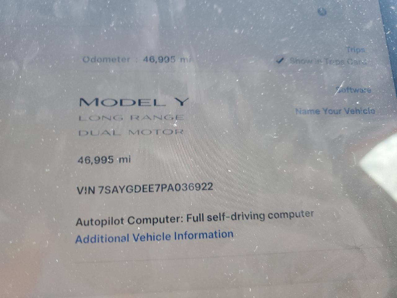 2023 TESLA MODEL Y  VIN:7SAYGDEE7PA036922