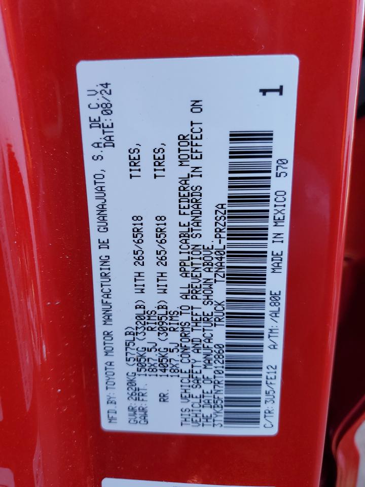 2024 TOYOTA TACOMA DOUBLE CAB VIN:3TYKB5FN7RT012860