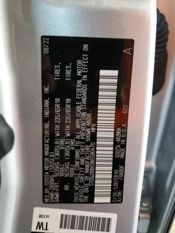 2022 TOYOTA HIGHLANDER XLE VIN:5TDGZRBH3NS590470