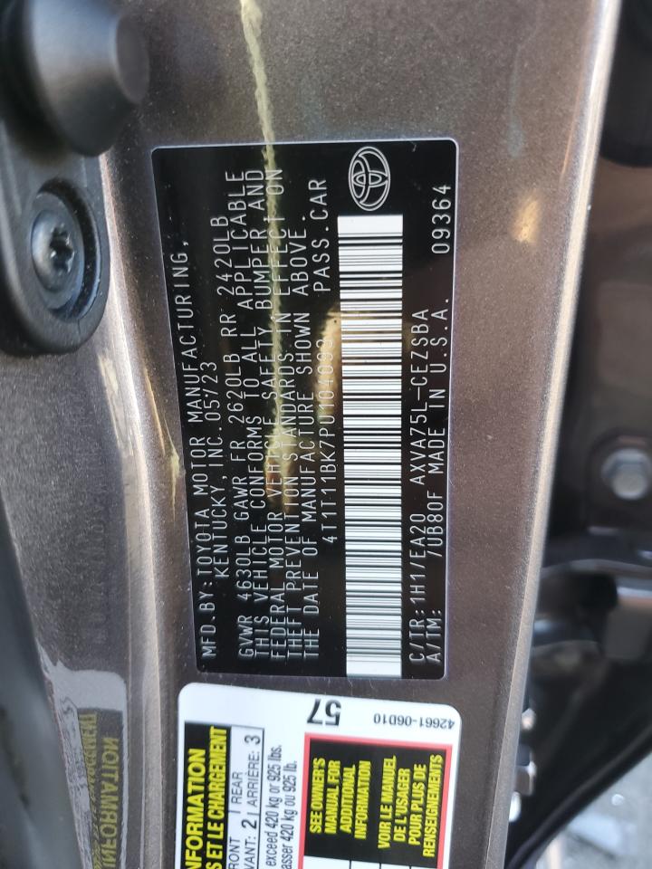 2023 TOYOTA CAMRY SE NIGHT SHADE VIN:4T1T11BK7PU104093