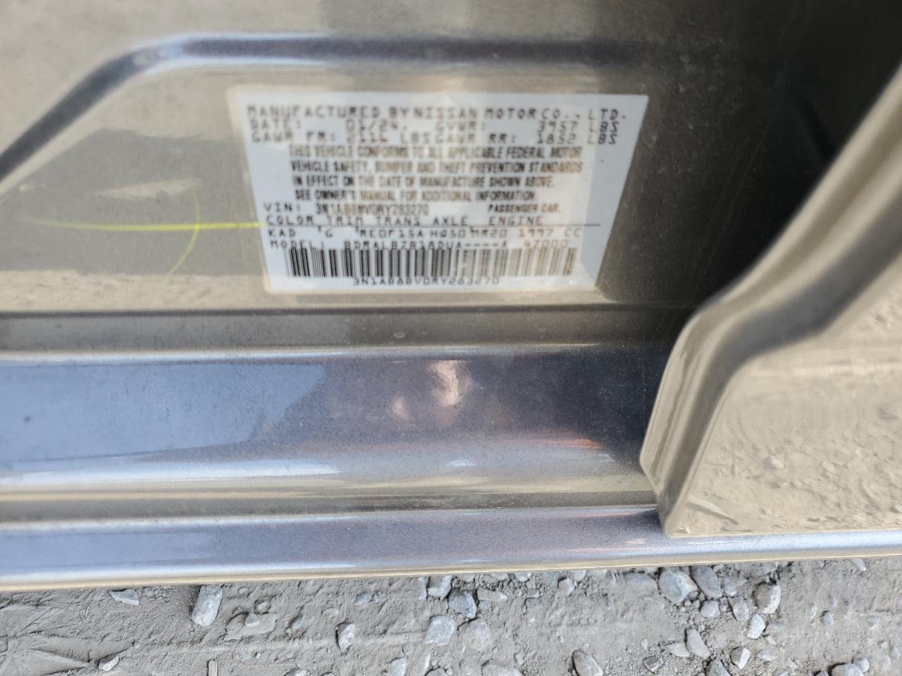 2024 NISSAN SENTRA S VIN:3N1AB8BV0RY283270