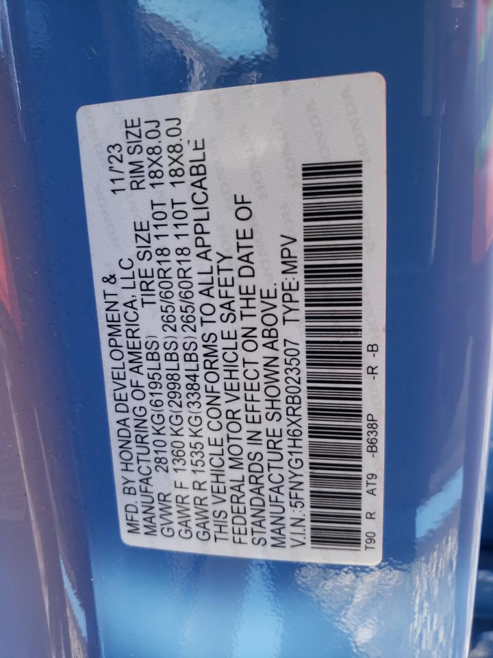 2024 HONDA PILOT TRAILSPORT VIN:5FNYG1H6XRB023507