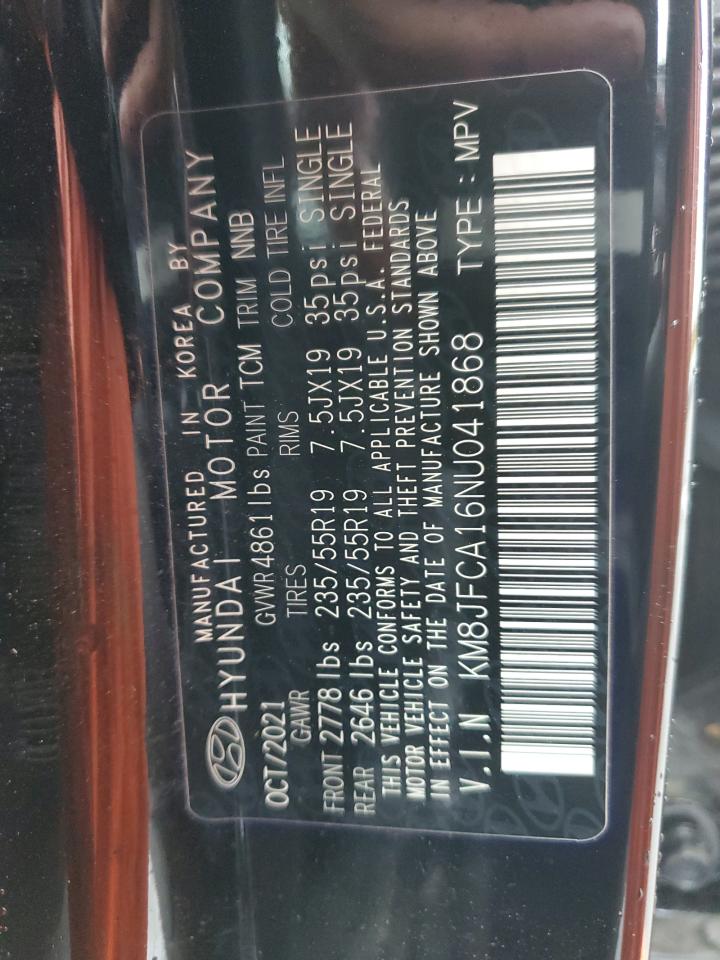 2022 HYUNDAI TUCSON SEL CONVENIENCE VIN:KM8JFCA16NU041868