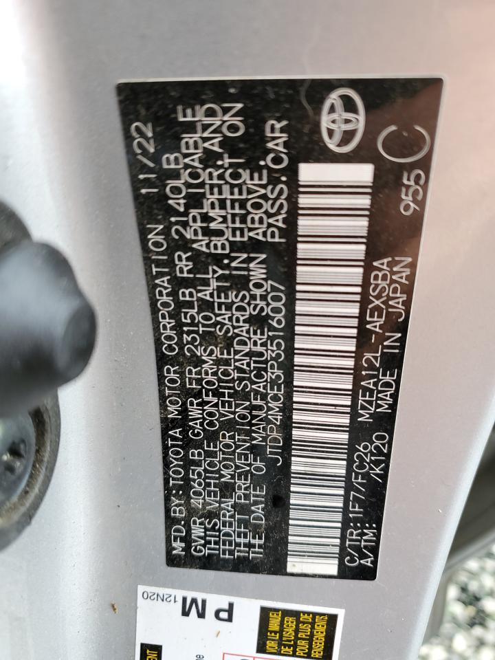 2023 TOYOTA COROLLA SE VIN:JTDP4MCE3P3516007