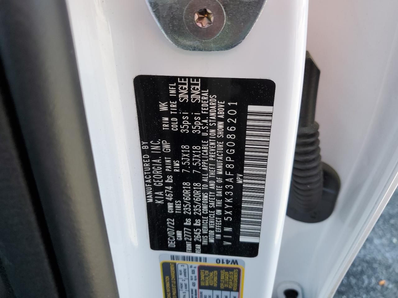 2023 KIA SPORTAGE EX VIN:5XYK33AF8PG086201