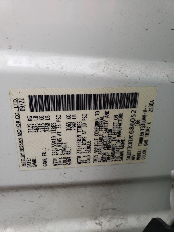 2023 NISSAN ROGUE SL VIN:5N1BT3CB1PC686052