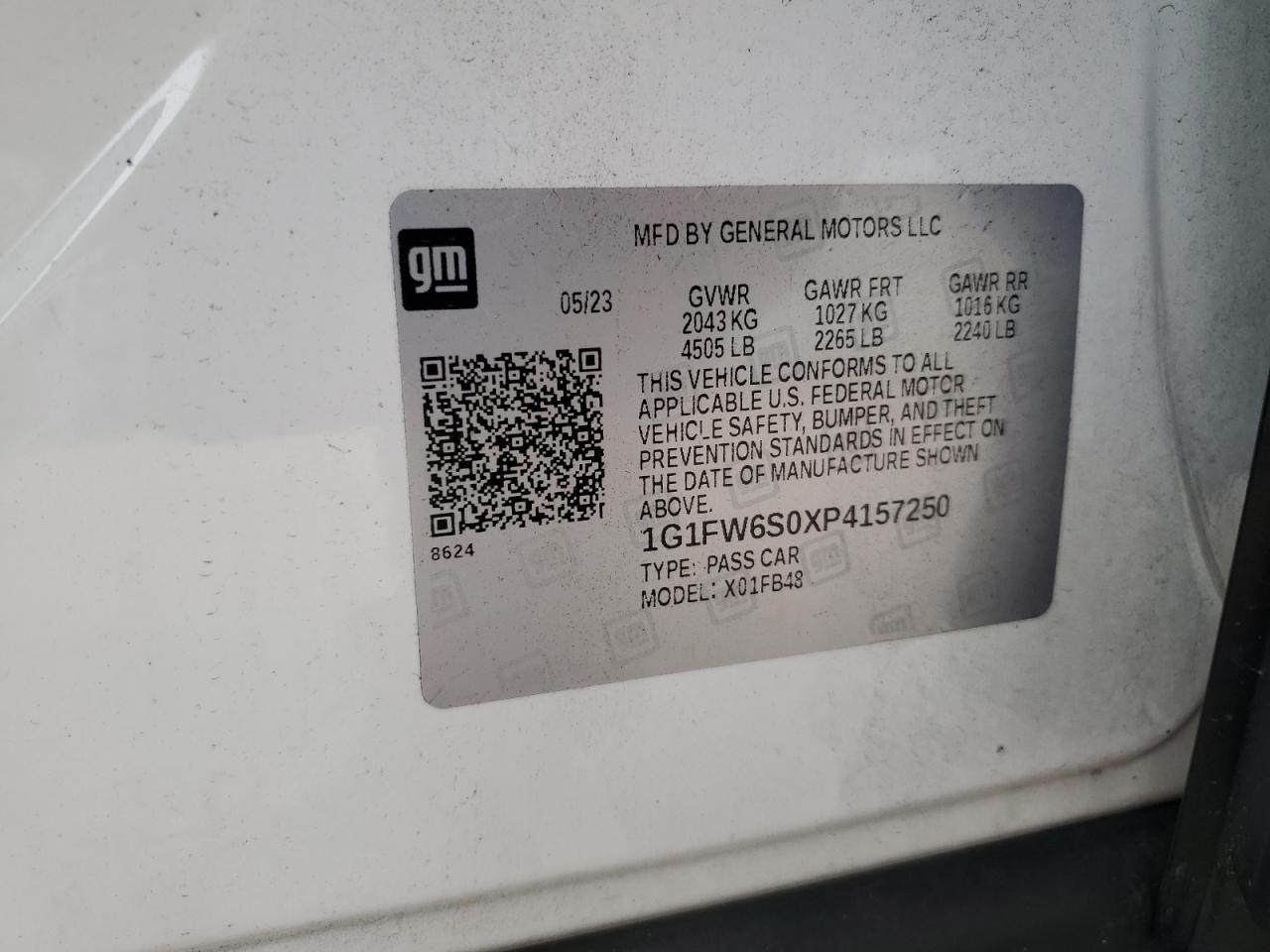 2023 CHEVROLET BOLT EV 1LT VIN:1G1FW6S0XP4157250