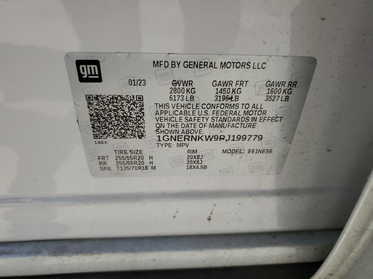 2023 CHEVROLET TRAVERSE HIGH COUNTRY VIN:1GNERNKW9PJ199779