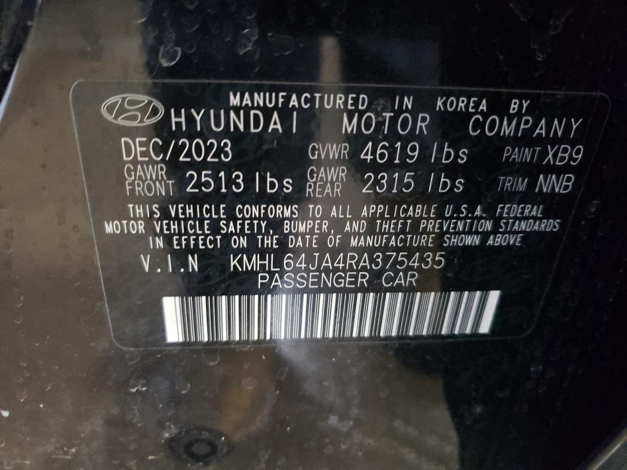 2024 HYUNDAI SONATA SEL VIN:KMHL64JA4RA375435