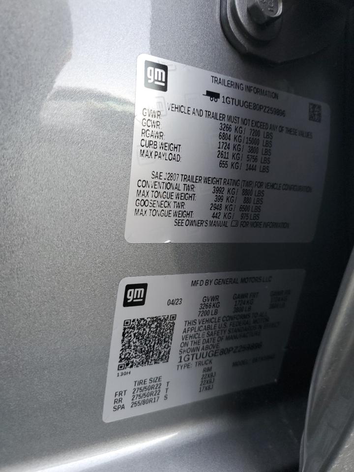 2023 GMC SIERRA K1500 DENALI VIN:1GTUUGE80PZ259896