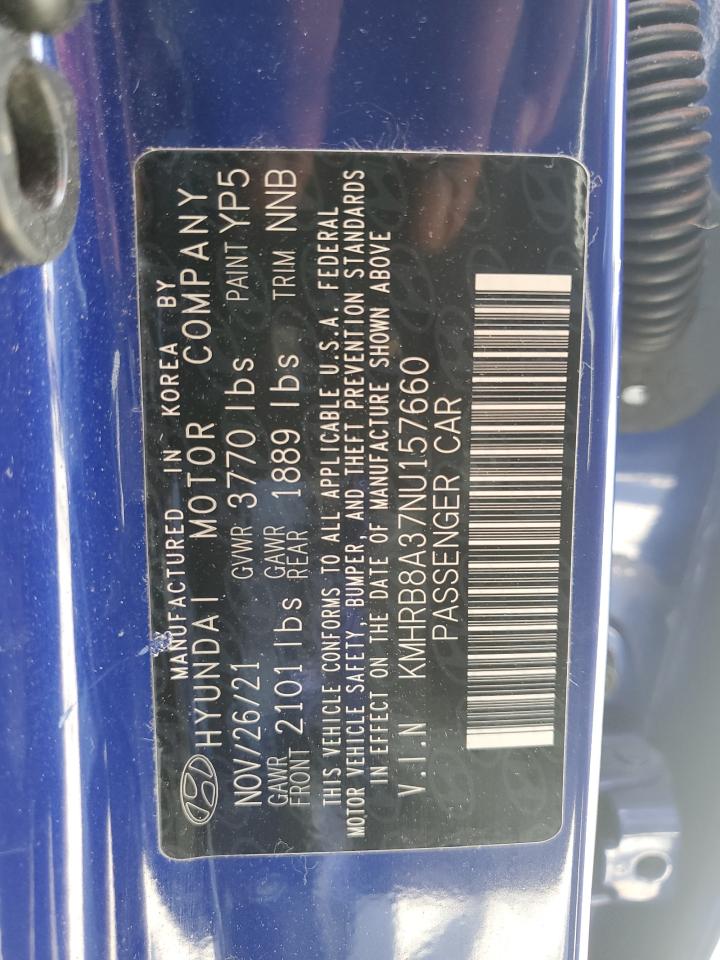 2022 HYUNDAI VENUE SE VIN:KMHRB8A37NU157660