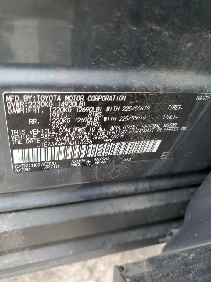 2022 TOYOTA VENZA LE VIN:JTEAAAAH6NJ118658
