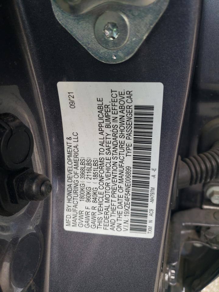 2022 HONDA INSIGHT EX VIN:19XZE4F54NE006899