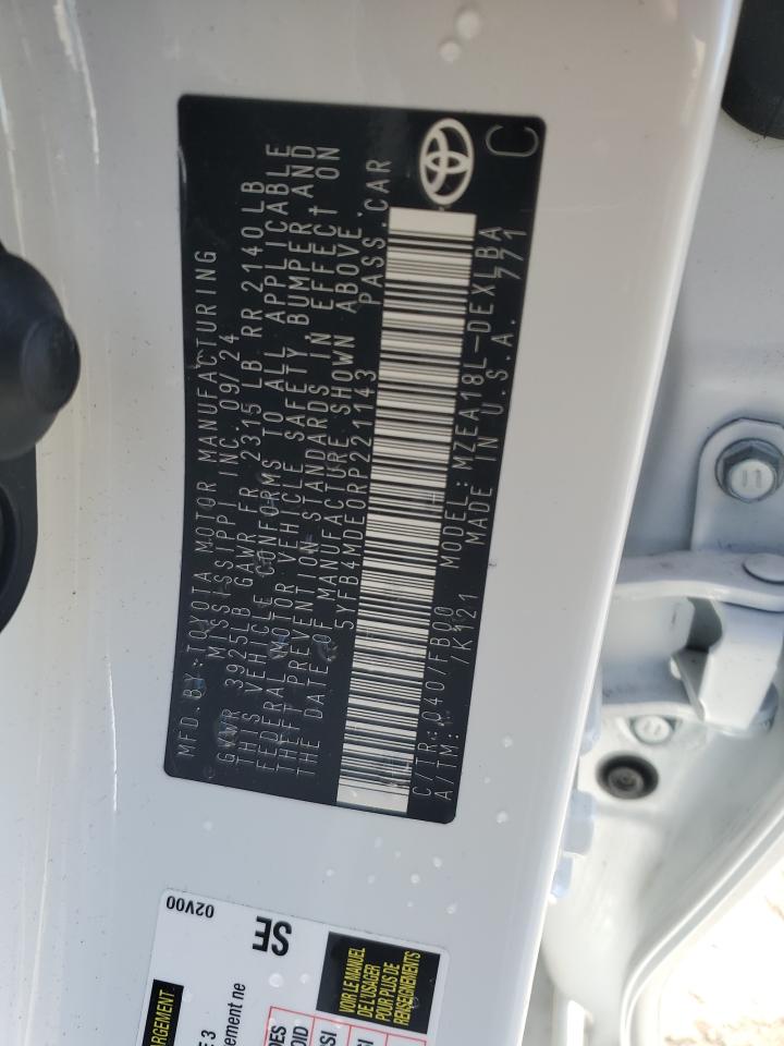 2024 TOYOTA COROLLA LE VIN:5YFB4MDE0RP221143