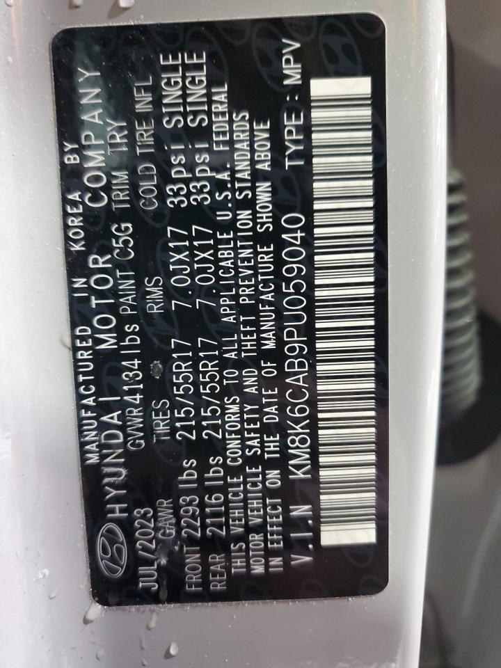 2023 HYUNDAI KONA SEL VIN:KM8K6CAB9PU059040