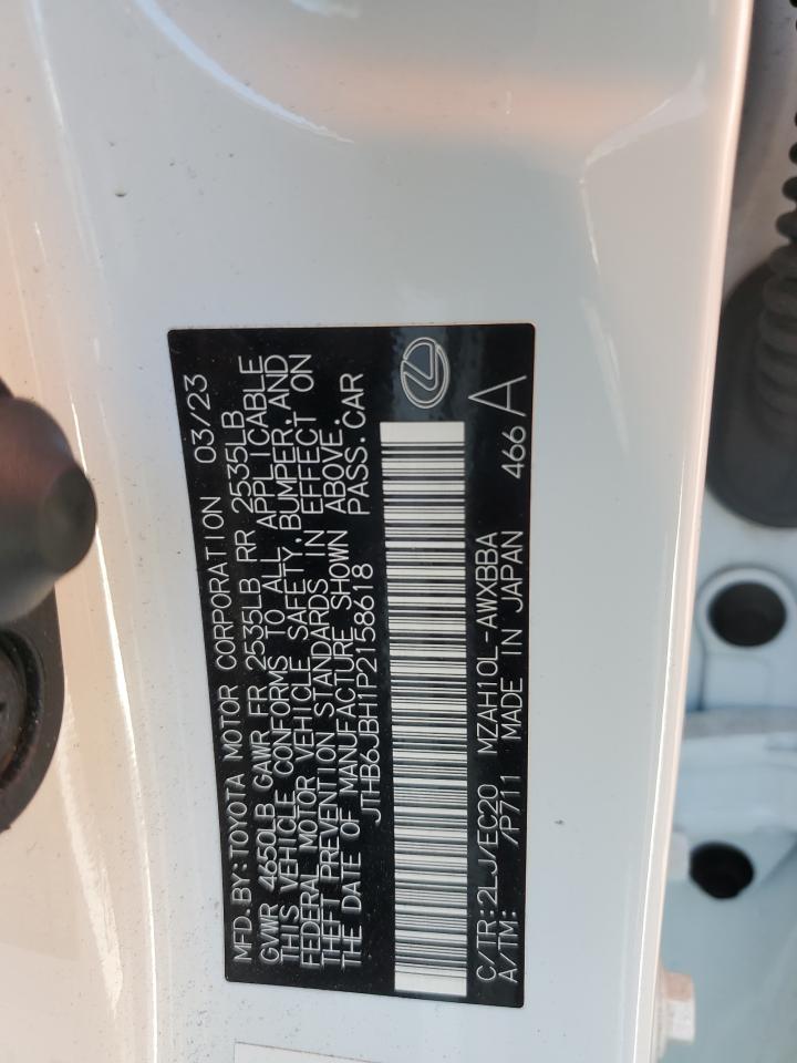 2023 LEXUS UX 250H BASE VIN:JTHB6JBH1P2158618