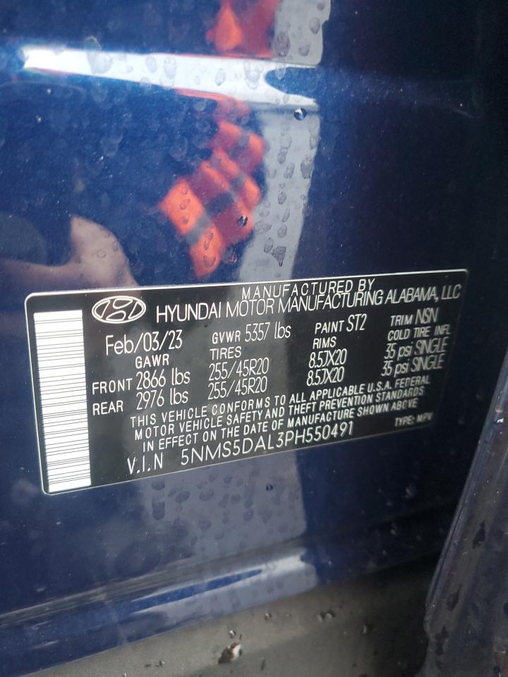 2023 HYUNDAI SANTA FE CALLIGRAPHY VIN:5NMS5DAL3PH550491