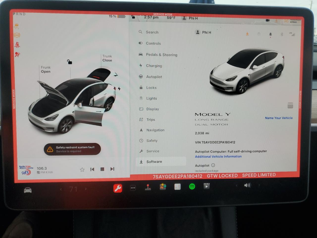 2023 TESLA MODEL Y  VIN:7SAYGDEE2PA180412