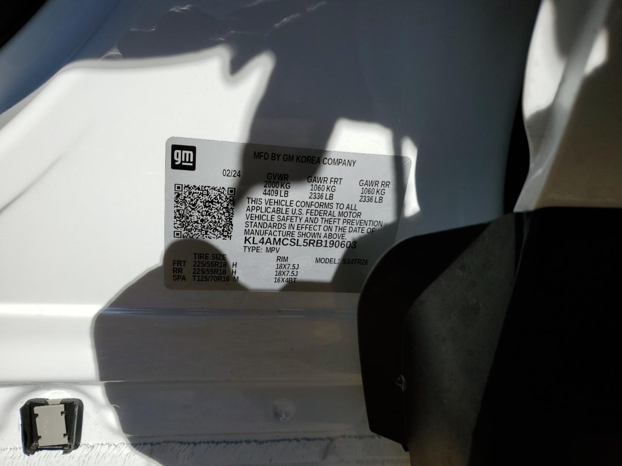 2024 BUICK ENCORE GX PREFERRED VIN:KL4AMCSL5RB190603