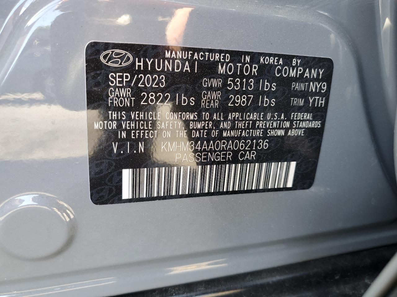 2024 HYUNDAI IONIQ 6 SEL VIN:KMHM34AA0RA062136