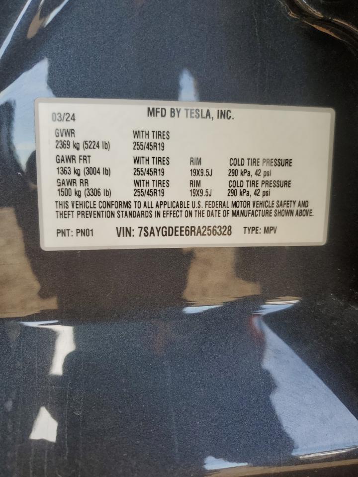 2024 TESLA MODEL Y  VIN:7SAYGDEE6RA256328