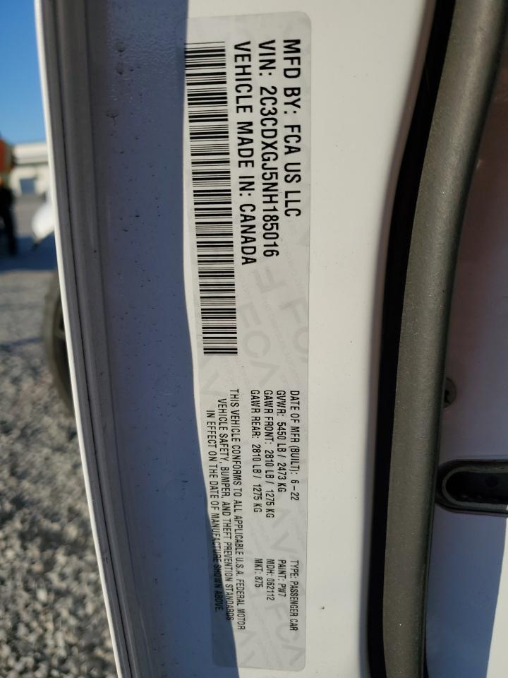 2022 DODGE CHARGER SCAT PACK VIN:2C3CDXGJ5NH185016