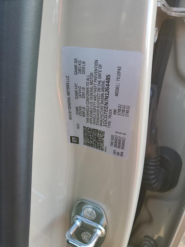 2022 CHEVROLET COLORADO ZR2 VIN:1GCGTEEN7N1264485