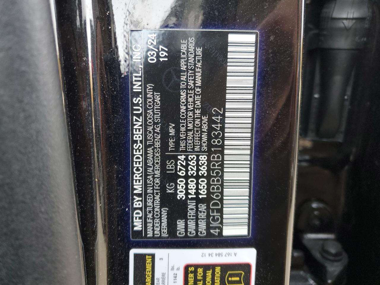 2024 MERCEDES-BENZ GLE COUPE AMG 53 4MATIC VIN:4JGFD6BB5RB183442