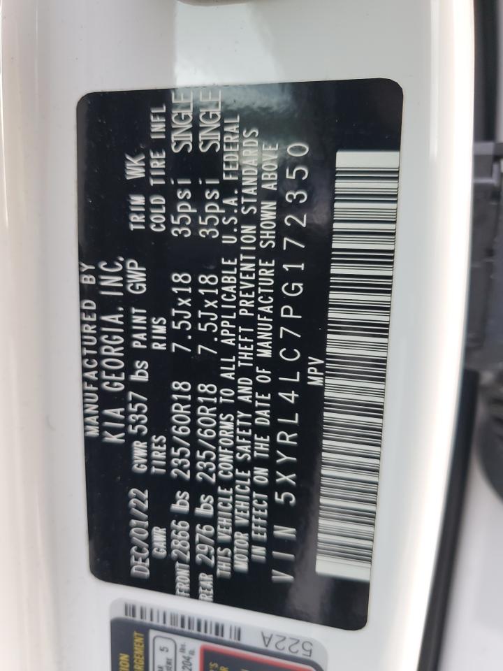 2023 KIA SORENTO S VIN:5XYRL4LC7PG172350